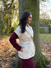 Antique Cream Quilted Gilet Hollie