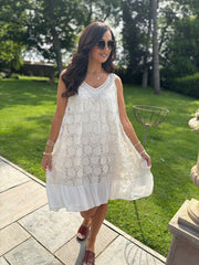Stone Mesh Floral Lace Dress Gabriella