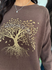 Chocolate Tree of Life Ribbed Sweatshirt Brooke