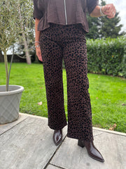 Chocolate Leopard Wide Leg Jeans