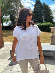 White Textured Hearts Tee Joy