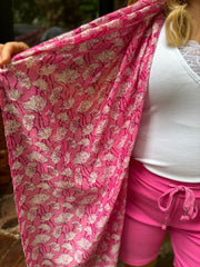 Pink Gold Detail Carnation Scarf