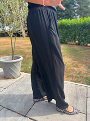 Black Wide Leg Pull On Trousers Cara