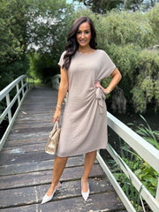 Mocha Textured Tie Dress Corrina