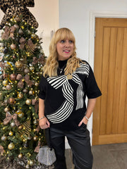 Black Striped Bow Knit Ophelia