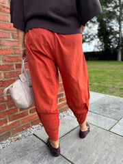 Rust Mesh Detail Barrel Leg Trousers Parker