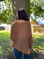 Camel Asymmetric Cosy Knit Fran
