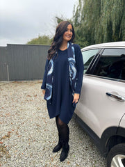 Navy Ribbed Knit Dress Yasmin