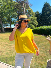 Yellow Lattice Trim Top Riley