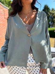Khaki Button Front Jacket Helen