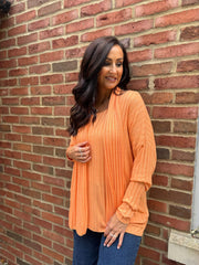 Orange Ribbed Scarf Top Zeta