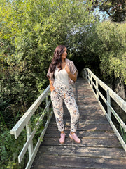 Stone Floral Print Trousers Isla