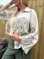 Khaki Coastal Print Shirt Elsa