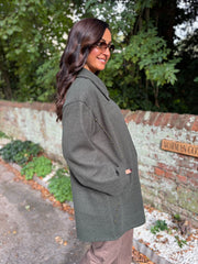 Khaki Stud Detail Coat Meredith