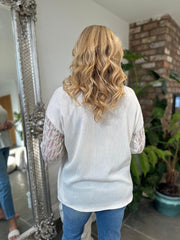 Stone Textured Lace Sleeve Top Heidi