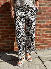 Stone Premium Leopard Pull on Wide Leg Trousers