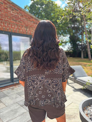 Chocolate Bubble Cotton Paisley Top Kimberly