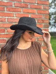 Black Boucle Cowboy Hat