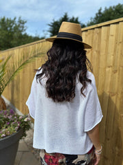 White Cotton Reverse Seam Knit Jo