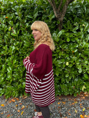 Wine Stripe Knitted Jumper Anne
