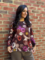 Chocolate Circle Print Top Raya