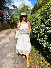 Chocolate Embroidered Stripe Co- Ord Delilah