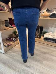 Denim Pull on Straight Leg Drawstring Jeans