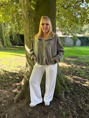 Grey Soft Touch Stripe Jacket Debbie