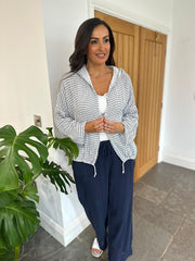 White Bubble Cotton Checked Jacket Niamh