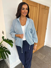 Blue Bubble Cotton Checked Jacket Niamh