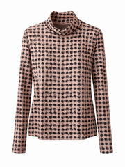Camel Block Print Super Soft Roll Neck