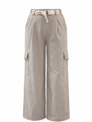 Mocha Wide Leg Pull On Cargo Trousers