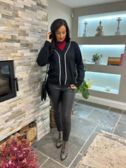 Black Embellished Trim Cardi Gina