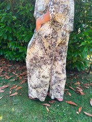 Stone Mixed Animal Print Trousers Davina