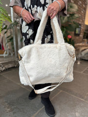 Winter White Fluffy Tote Bag