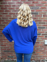 Royal Blue Sequin Bow Soft Knit Zoe