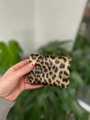 Gold Leopard Shimmer Button Purse