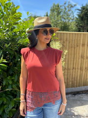 Rust Lace Hem Top Yasmin