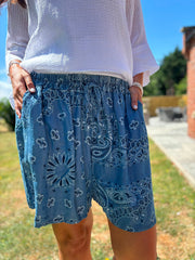 Denim Paisley Shorts