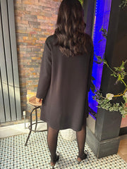 Black Sequin Panel Sweatshirt Dress Olive