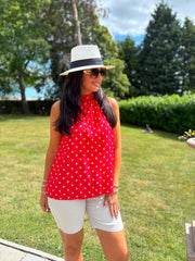 Red Polka Dot Halter Neck Top Judy