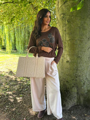 Stone Relaxed Fit Pleat Trousers