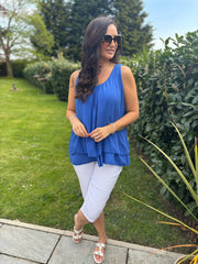 Royal Blue Crochet Detail Vest Moira