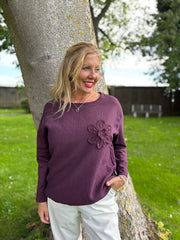 Grape Ribbed Flower Top Mika