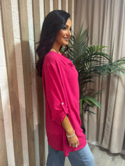 Lipstick Gathered Cowl Neck Top Harper