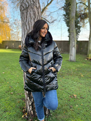 Black Luxury Puffer Coat Maxine