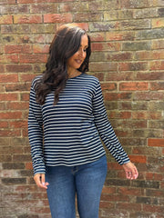 Navy Striped Super Soft Round Neck