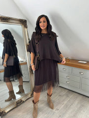 Chocolate Half Mesh Slip Olivia