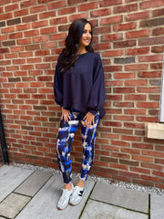 Royal Blue Block Print Leggings