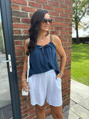 Navy Bubble Cotton Tie Detail Vest Miley